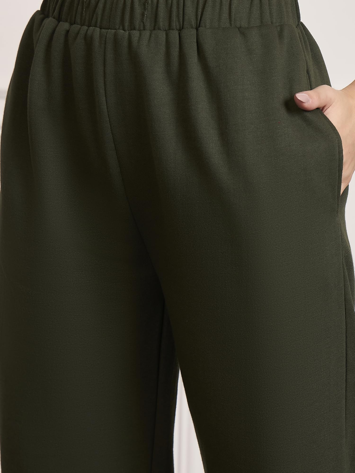 StyleStone Women's Olive Fleece Tracksuit with Drawstring(4412OliveAdiL) 3