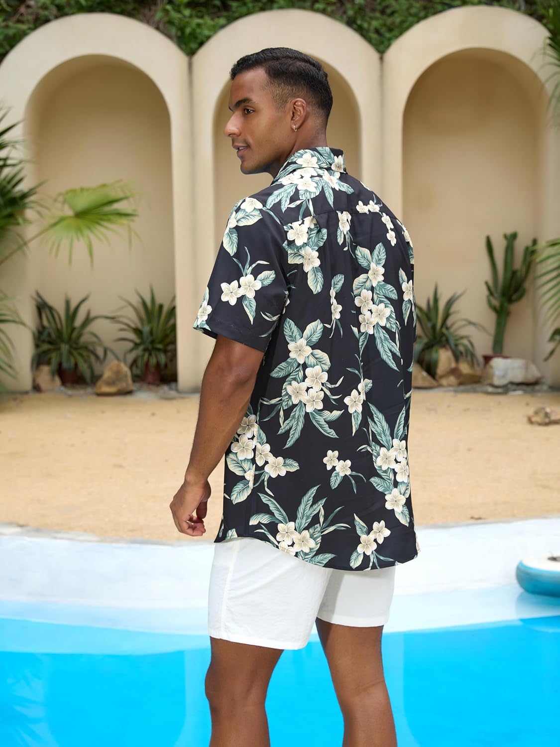 GSOU SNOW Mens Hawaiian Shirt Quick Dry Short Sleeve Tropiacl Floral Button Down Shirts for Beach Summer Vacation
