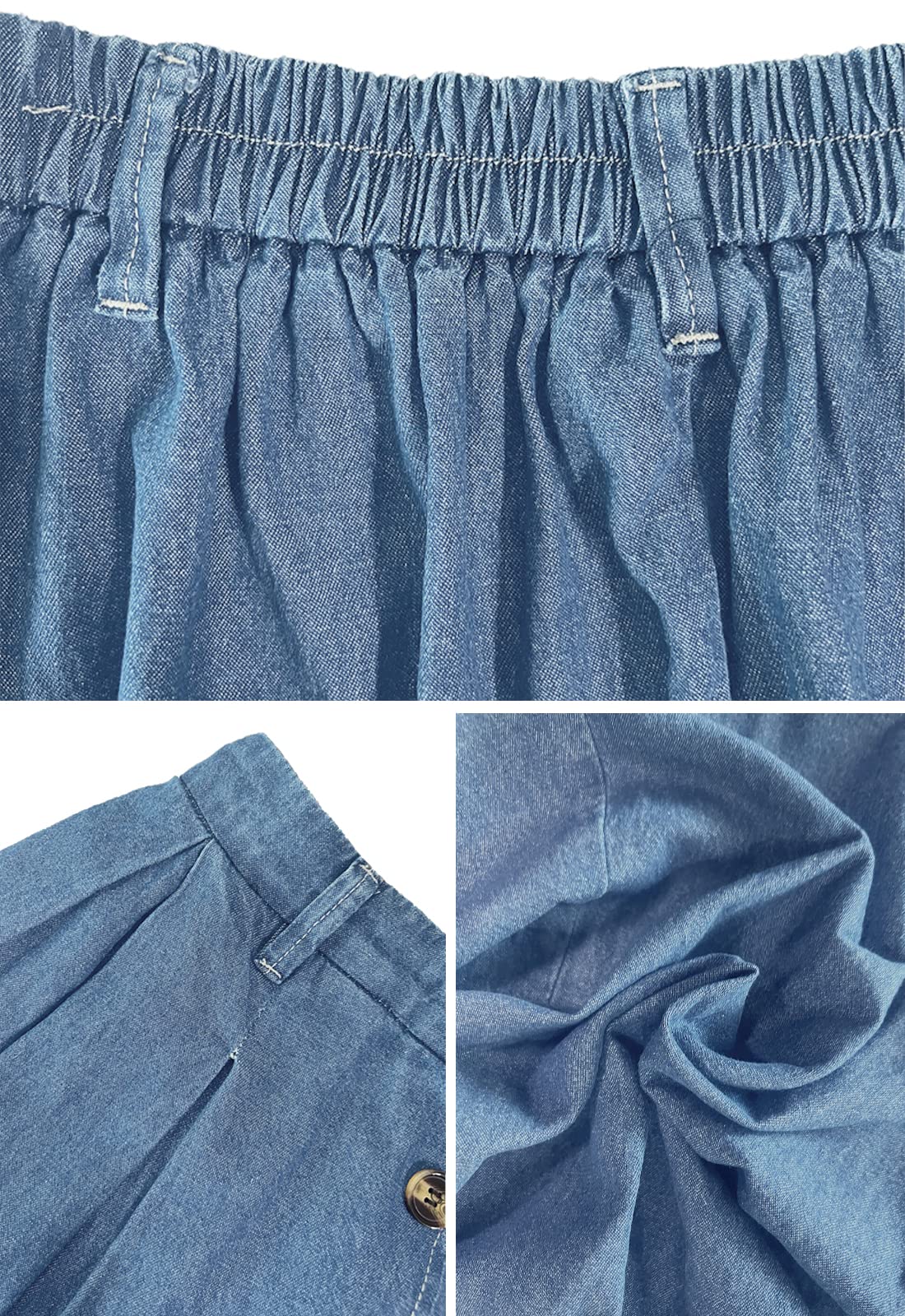 JayscreateEU Damen Rock mit Midirock, Langrock, Hoher Taille, Knielang, A-Linie, Mit Taschen - Sommerrock mit Falten, Maxirock, Herbstrock mit Fransen