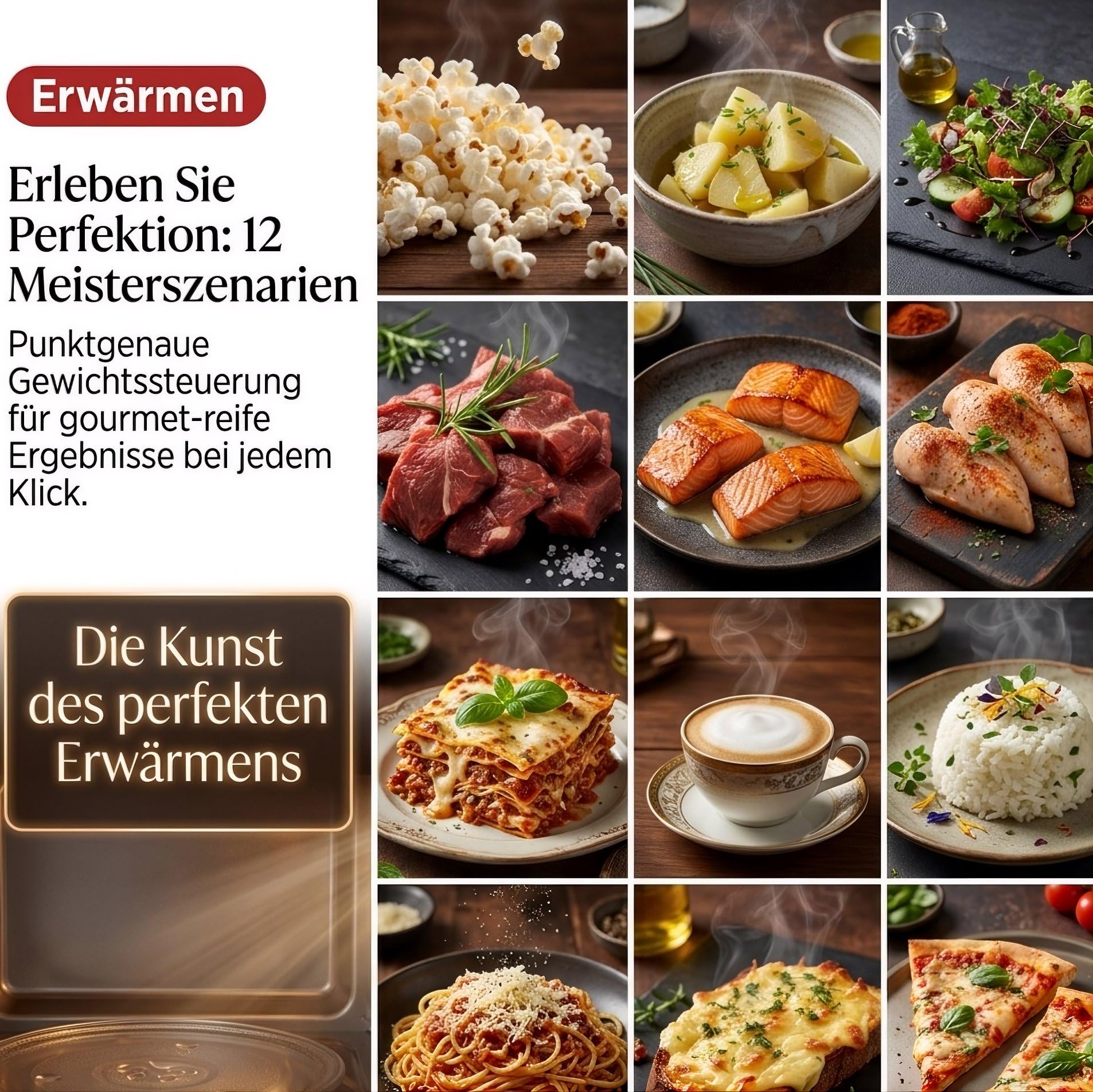 Salco Mikrowelle 2 in 1 – Retro-Style mit Grillfunktion - 23 l Garraum, metallic-rot, 900 W - 12 Funktionen inkl. Auftauen, Grillen & Wärmen, Express-Funktion - inkl. Drehteller & Grillaufsatz
