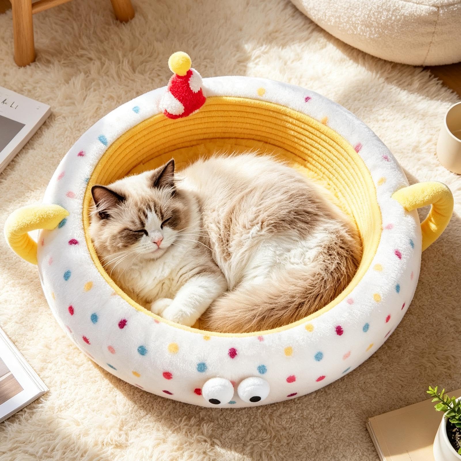 Lámina Rascador para Gato Base Interactiva de Cuerda de Algodón con Cama