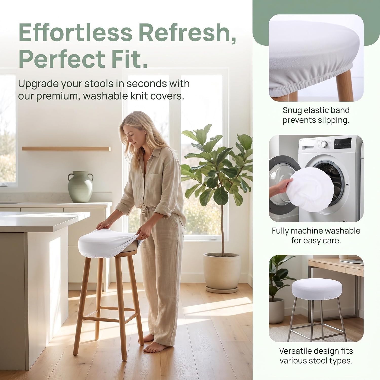 Cabilock 4pcs Stool Cover Elastic Stretch Polyester for Kitchens and Dining