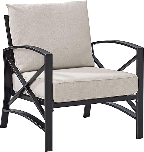 Crosley Furniture KO60007BZ-OL Kaplan - Silla de brazo de metal para exteriores, bronce aceitado con cojines de avena
