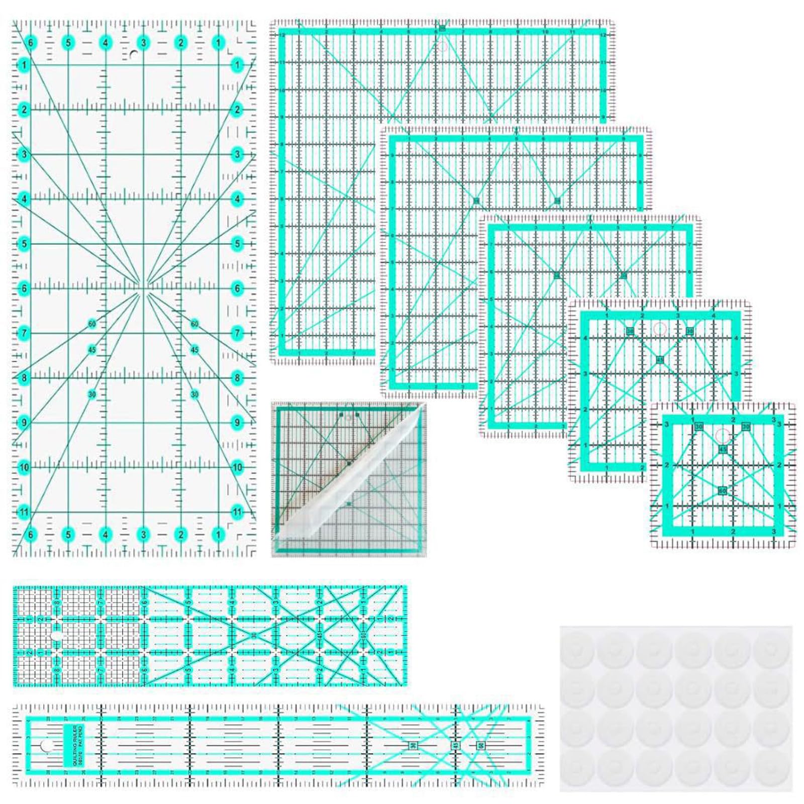 6 piezas regla de costura acrílica transparente plantilla acolchada tela corte costura patchwork herramienta