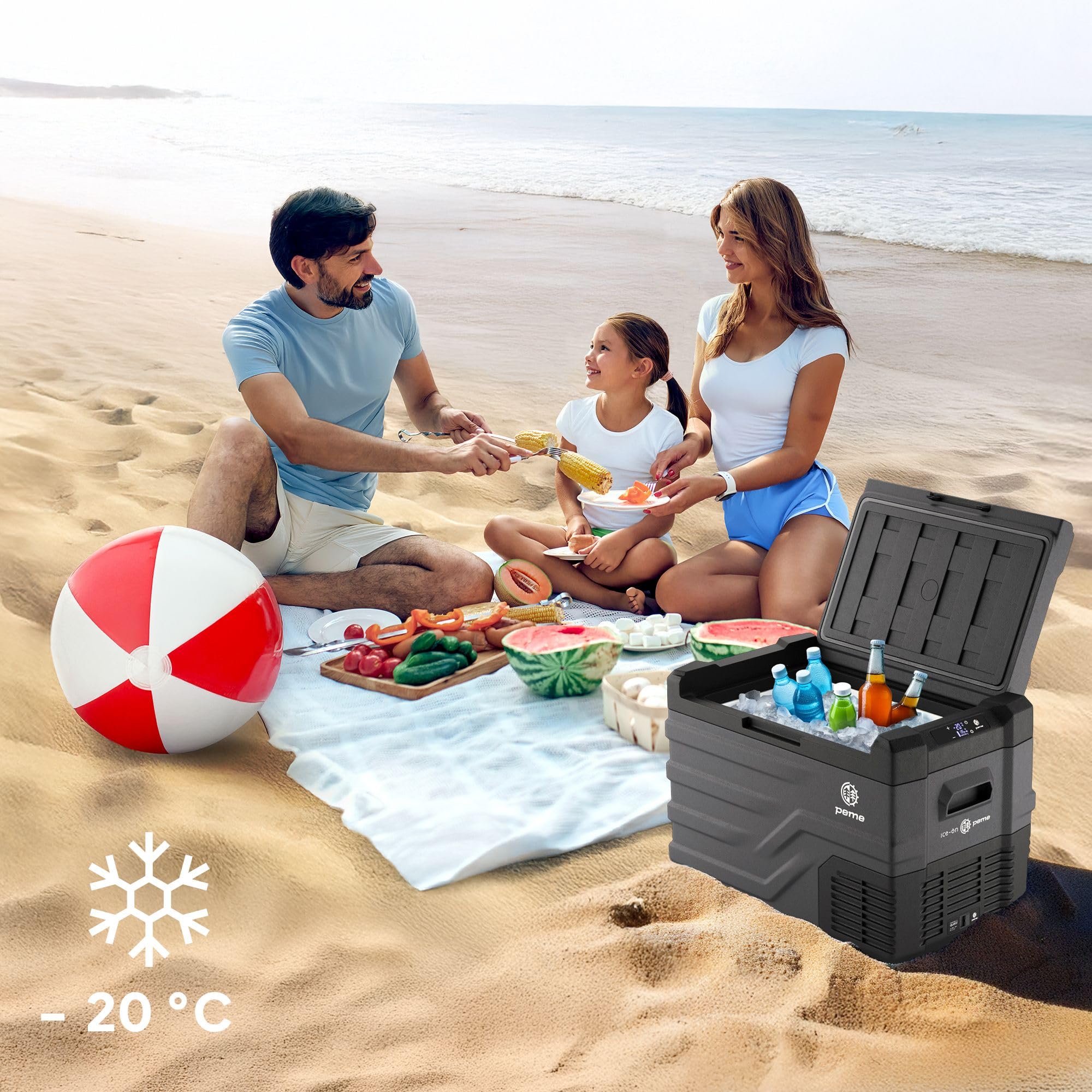 peme Quest 15,3-26,8-35,3 l – wydajna lodówka kompresorowa ze sterowaniem za pomocą aplikacji, funkcja zamrażania i ogrzewania, Dual-Power 12/24 V, 230 V – idealna na kemping, do aktywności na świeżym