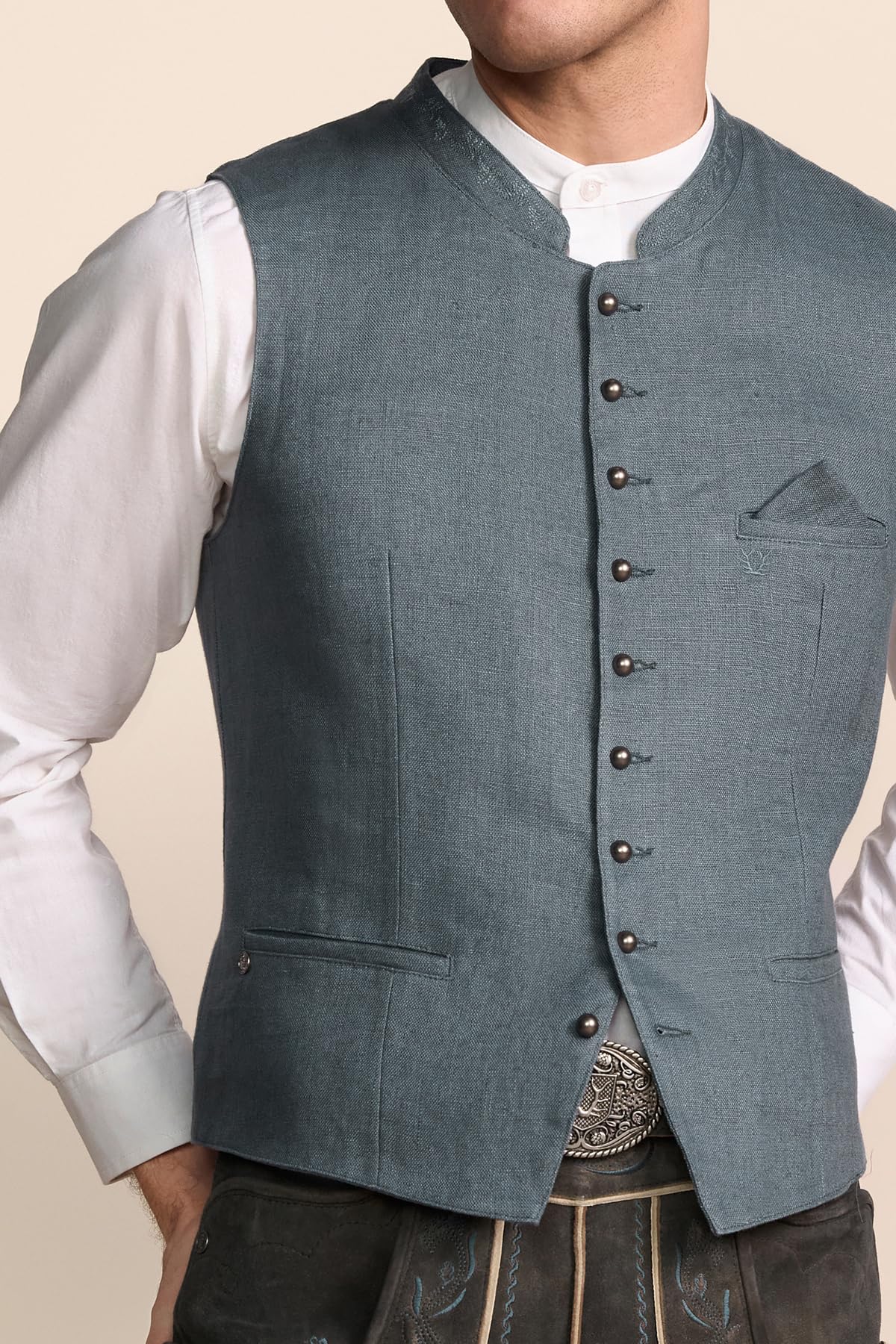 Krüger Herren Trachten Weste Felipe, klassisch, festlich, Rundhals, Tracht, Volksfest