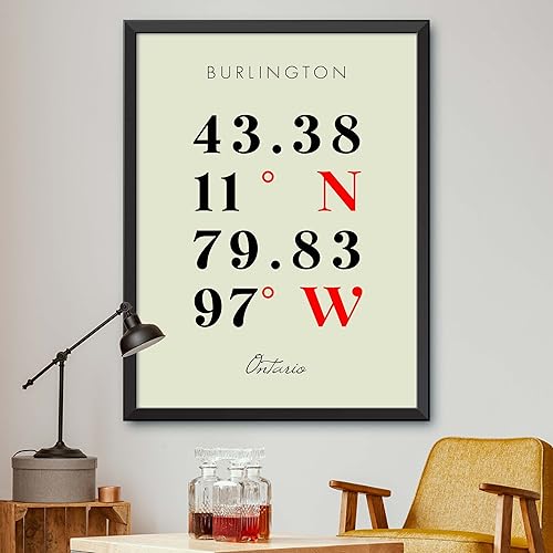 Map of Burlington, Ontario, Multiline Coordinates Colored (12x16)