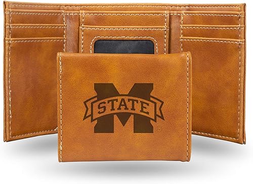 Vista 447 de Rico Industries NCAA - Cartera triple grabada con láser y tres pliegues grabada con láser, accesorio para hombre Negro