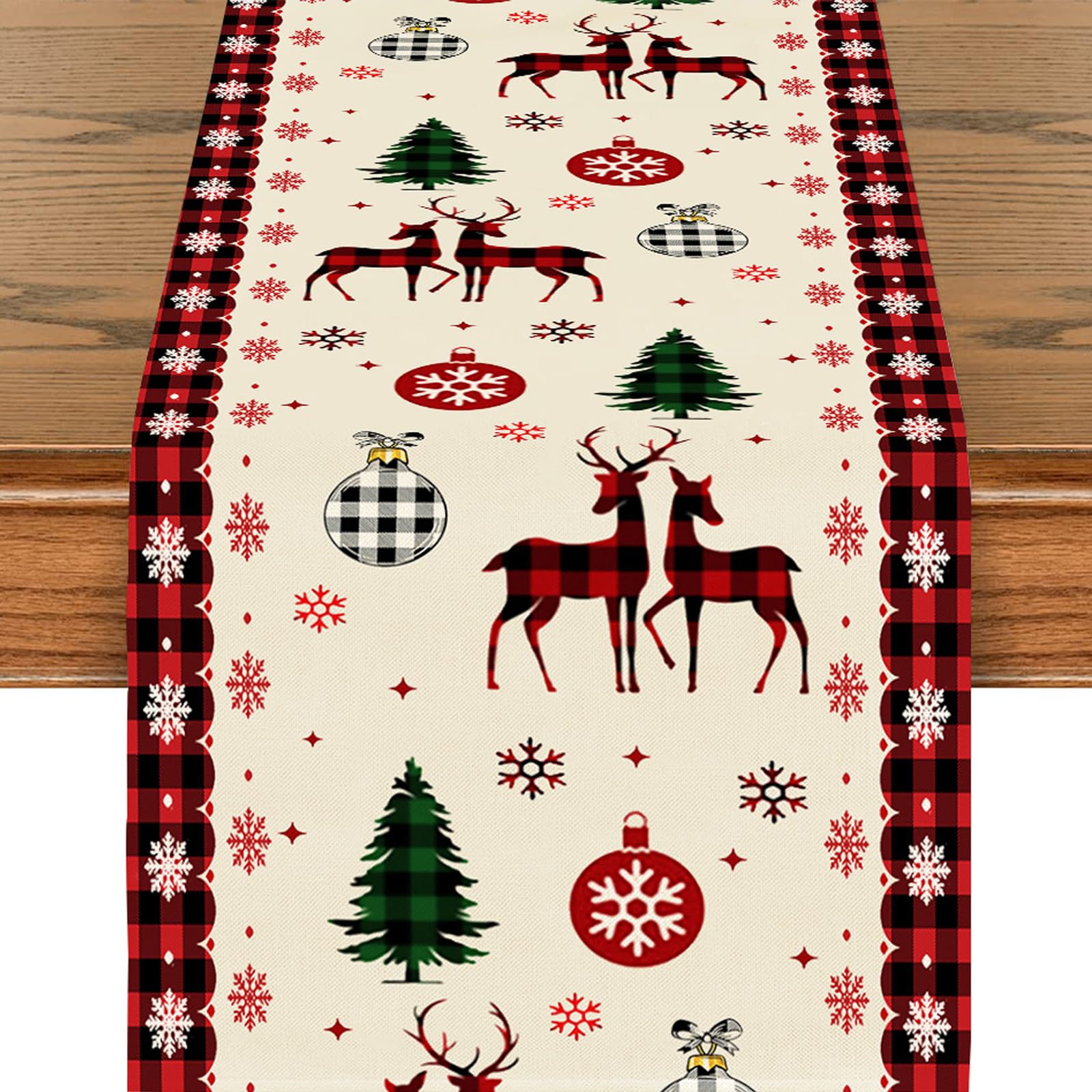 BSITSSS Camino de Mesa Navidad, Camino de Mesa Navidad Rojo, Moderno Decoracion Mesa Navidad, Camino Mesa Navideño Alce, Caminos de Mesa para Resistente a Las Manchas, Comedor, Fiesta, día Festivo