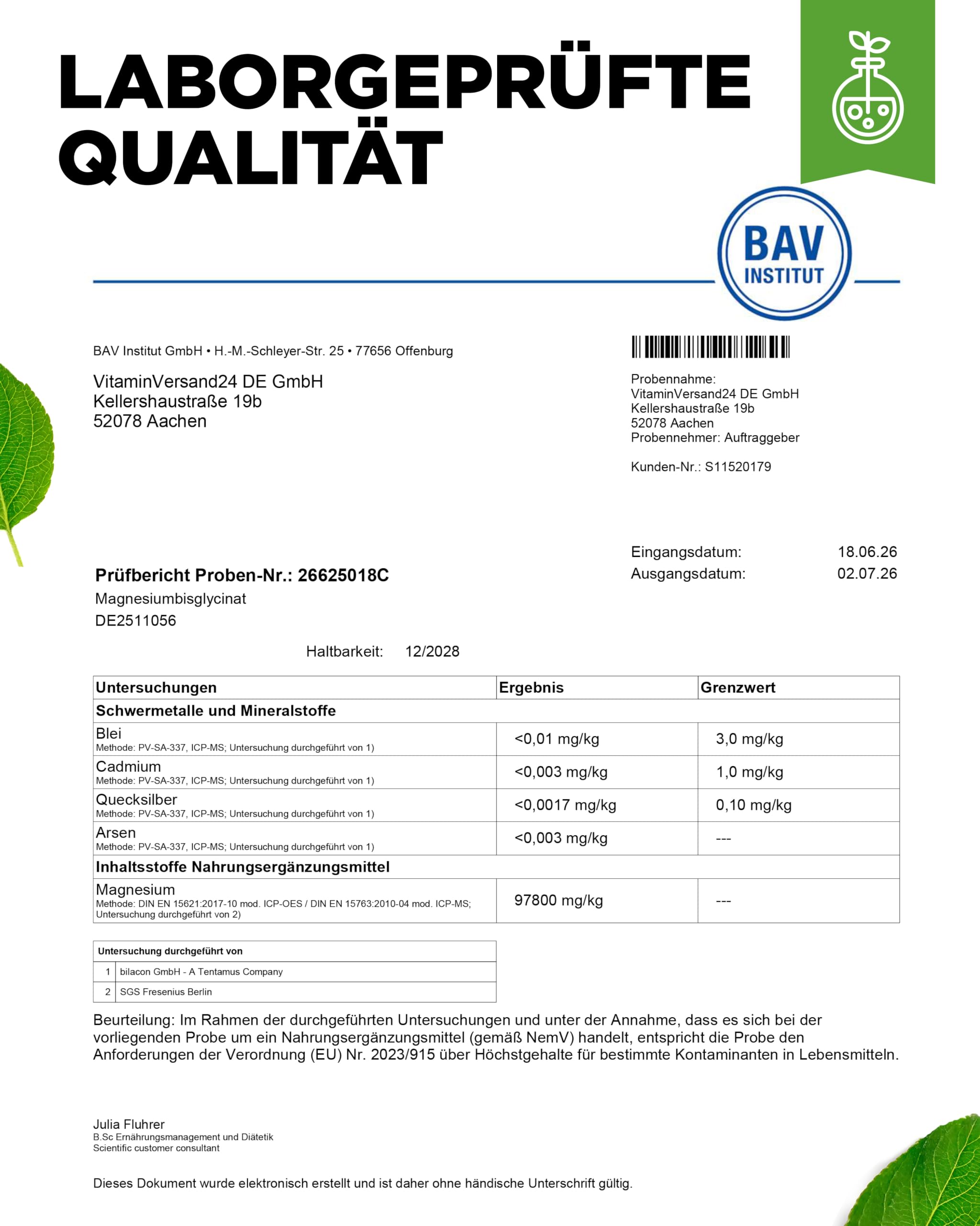 vit4ever Magnesiumbisglycinat - 365 Kapseln - 300 mg elementares Magnesium pro Tagesdosis - Premium: Chelatiertes Magnesium - Laborgeprüft, vegan, hochdosiert | 300 mg elementares Magnesium pro Tagesdosis, Premium chelatiertes Magnesium, vegan