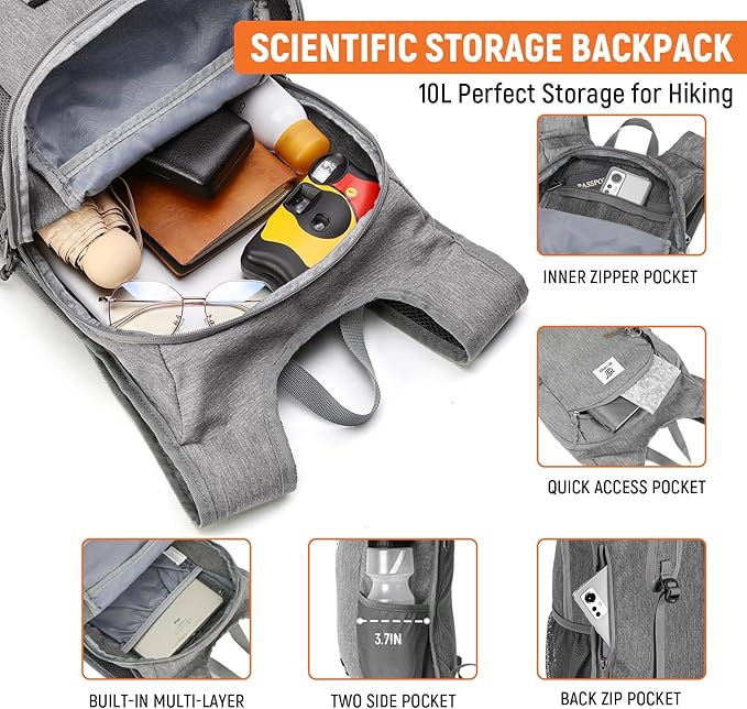 Mochila de Senderismo Plegable 10L Gris SKYSPER miniatura 4