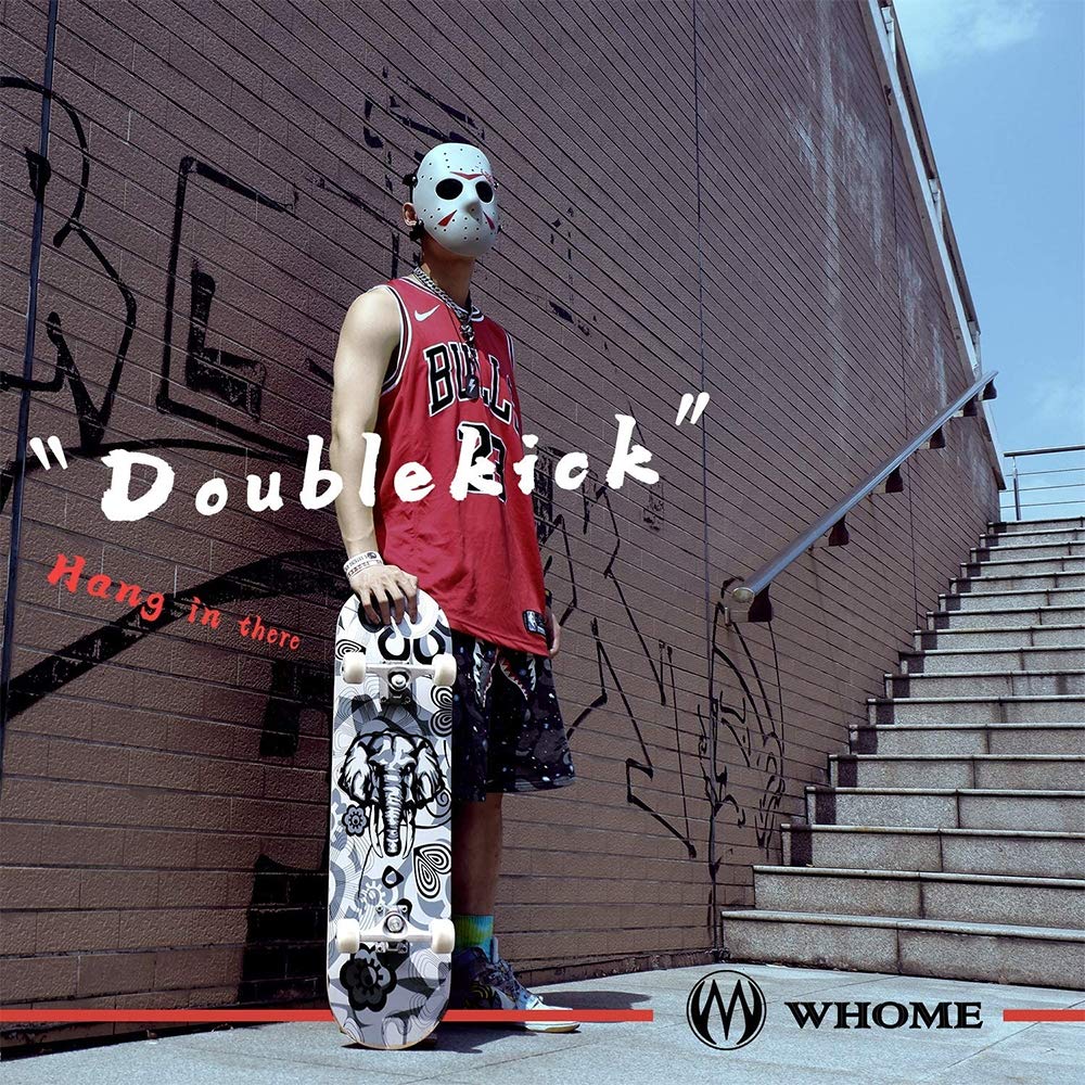 Planche À roulettes Professionnelle, 31 "Double Kick Concave Street Skateboard 8 Layer Alpine Hard Rock Maple Deck, Skateboard pour Adulte, Jeune, Enfant Et Débutant,C