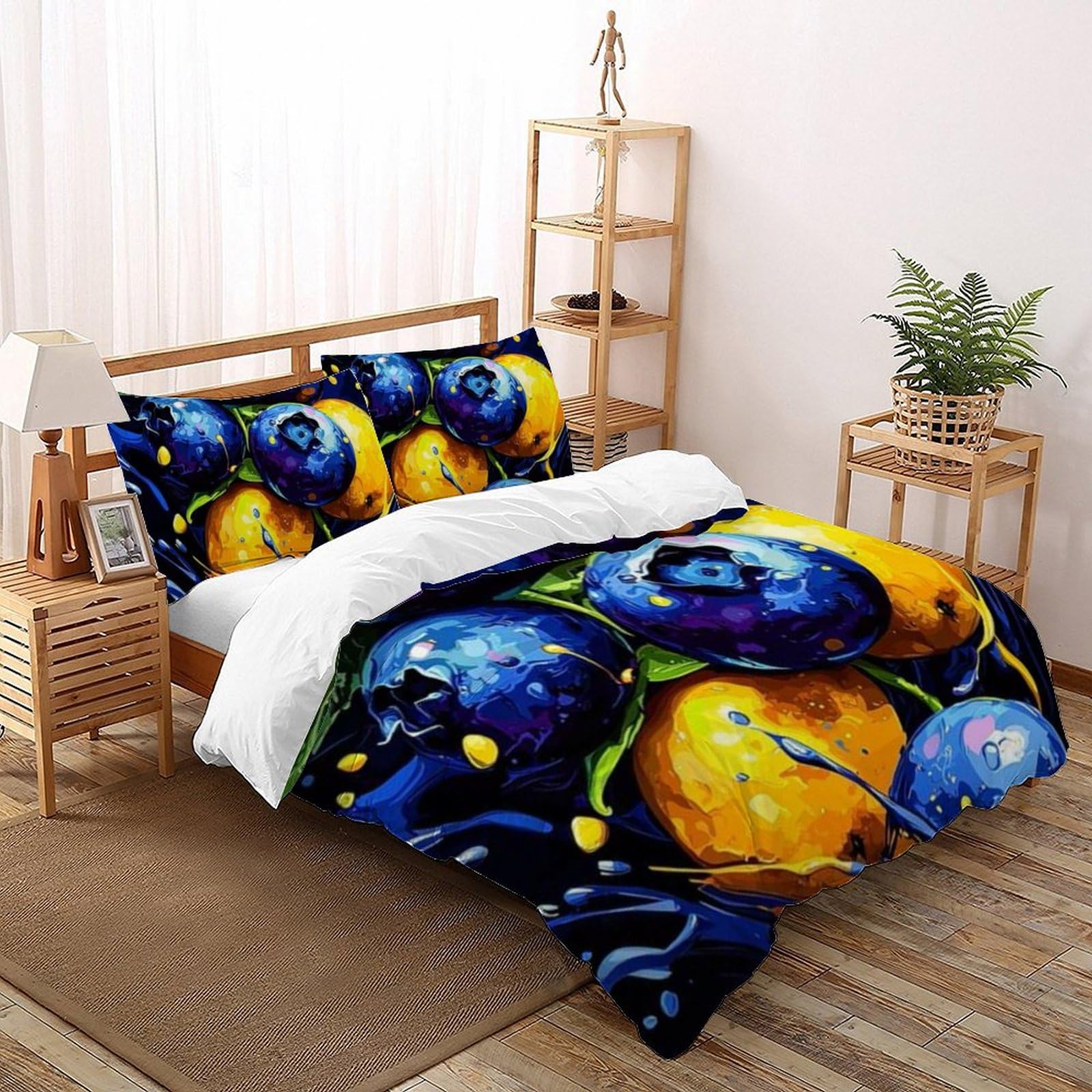 Housse de couette bleuets et citrons pour un sommeil doux
