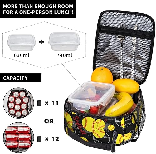 Miniatura 4 de Bolsa de almuerzo de sóftbol portátil para sóftbol, reutilizable, bolsa de almuerzo para niños, niñas, escuela, trabajo, viajes, picnic