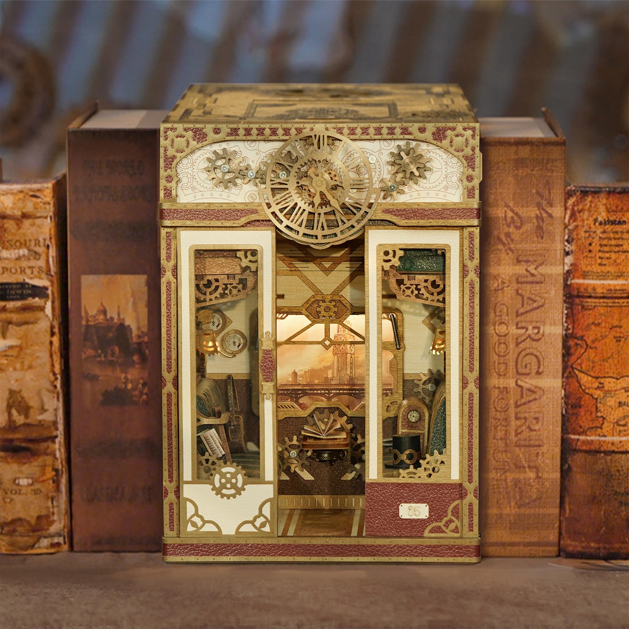 Tonecheer Motion Scene Book Nook Kits - Vapor Fantasía Infinity Zugabteil 3D Puzzle, Sujetalibros de Madera para Adultos Booknooks DIY Casa en Miniatura para Decorar bibliotecas y estanterías
