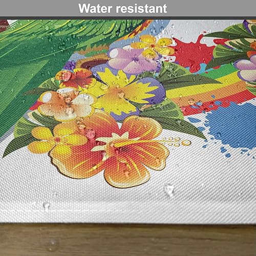 Miniatura 296 de Ambesonne Juego de 4 manteles individuales amarillos y azules, diseño de flores de primavera, flores vibrantes, manteles individuales de tela Azul