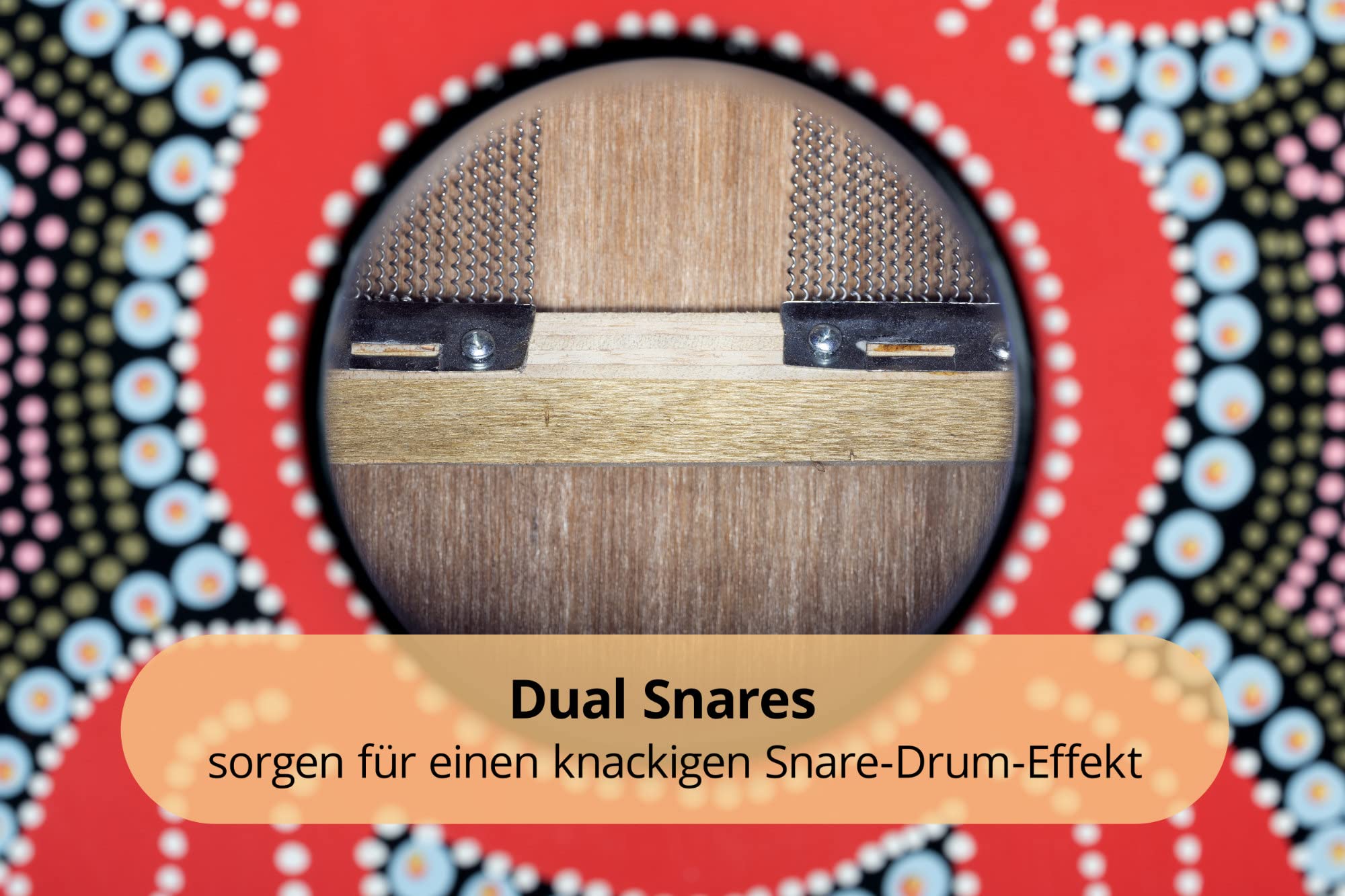 XDrum Design Series Cajon “Flower” - Handbemalte Designer-Cajon mit Dot Art-Blumen - Integrierter Bass Port - Korpus aus HPL (High Pressure Laminate) - Fest installierter Snare-Teppich