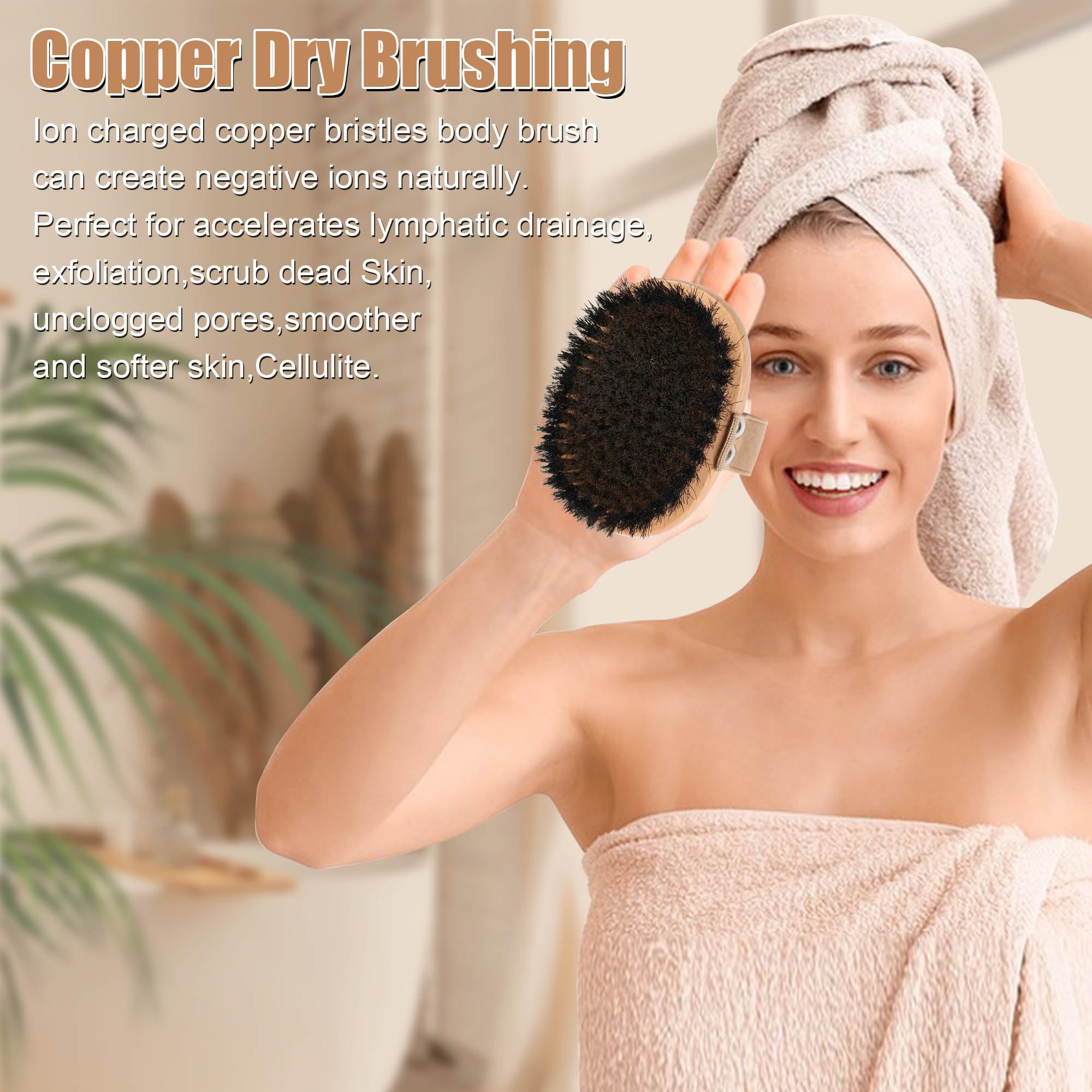 Lampox Body Brush With Fine Copper Wires, Copper Brush, Dry Brush, Bath