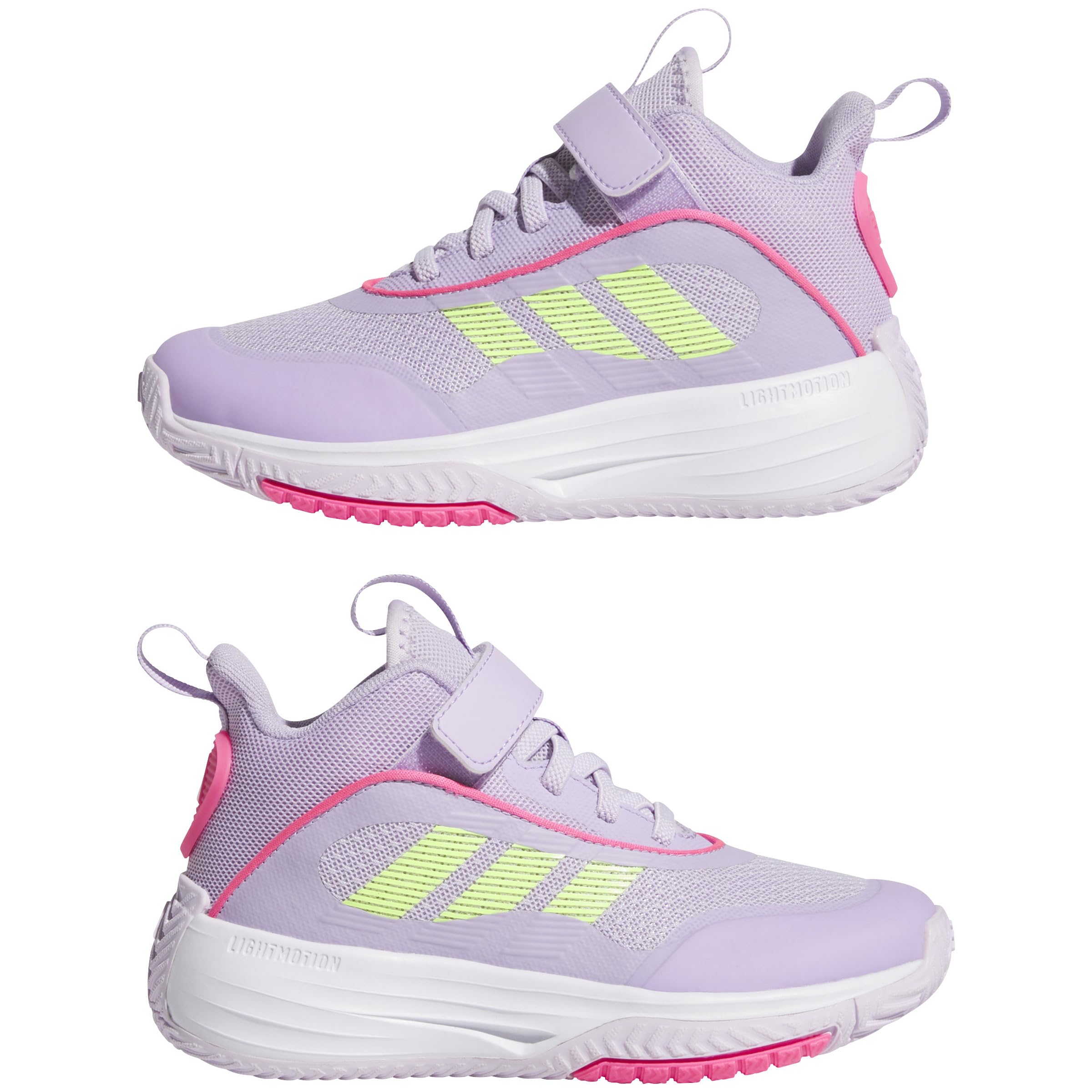 Adidas Unisex - Bambini OWNTHEGAME 3.0 Shoes, Ice Lavender/Lucid Lemon/Powder Plum, 32 EU