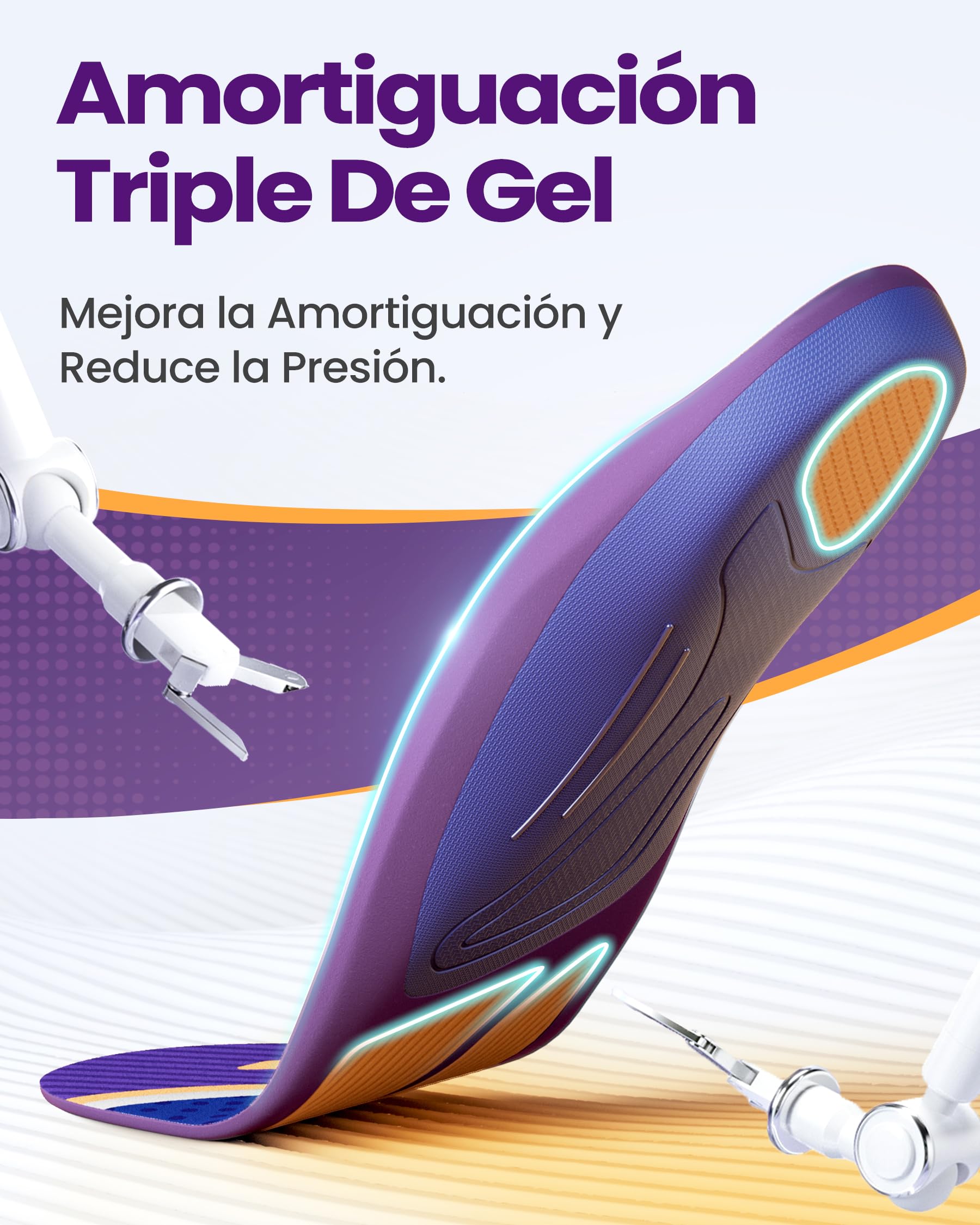 Plantari per Fascite Plantare, QBK Solette Metatarsalgia sollievo efficace per Piede Piatto, Ginocchia A Valgo, Tendinite D'Achille, Alluce Valgo, Per Comodità, Ammortizzanti, Antiscivolo. L