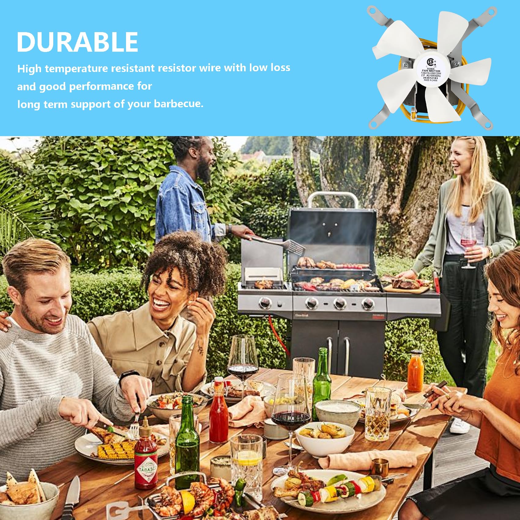 Subody Cldkz Kit de ventilador de inducción de repuesto, motor de ventilador de inducción mejorado, ventilador de inducción de parrilla resistente a altas temperaturas, ventilador de combustión para