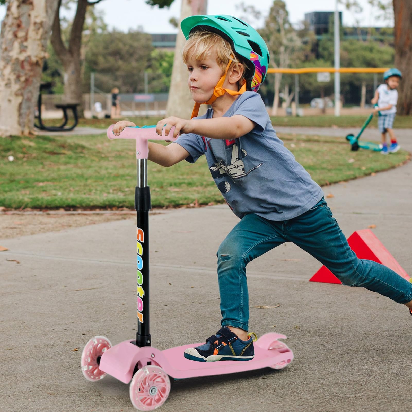 Patinete Plegable De 3 Ruedas Con Luces Parpadeantes, Ligero Y Portátil Para Niños De 2 A 8 Años, Ideal Para Viajes, Camping Y Uso Diario