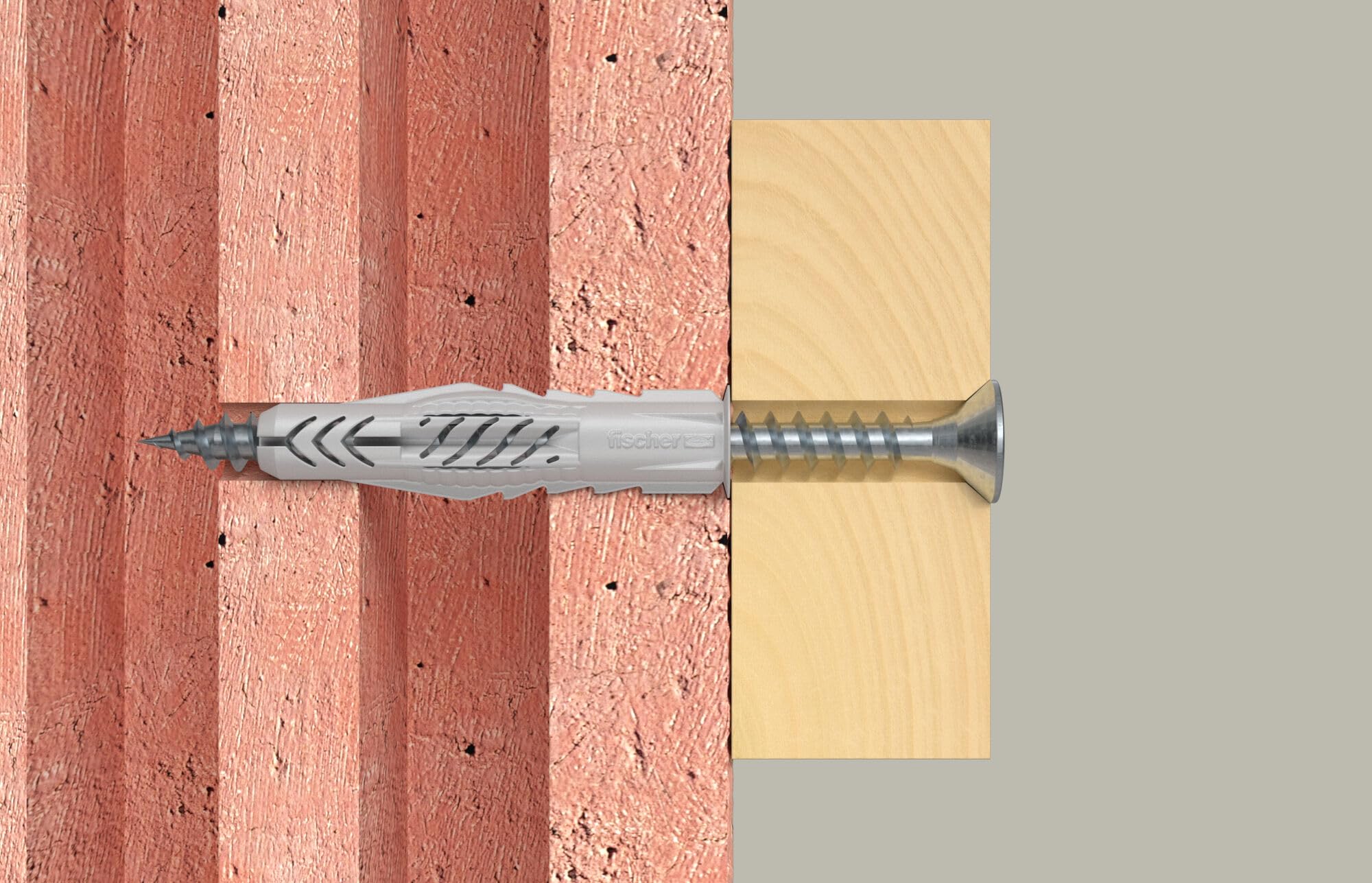Fischer 50 Tasselli Universali con Vite UX 8x50 R S per Muro Pieno, Mattone Forato, Cartongesso, per Installazione e Fissaggio Mobili, Armadietti, Lampade, Staffe TV, 71550