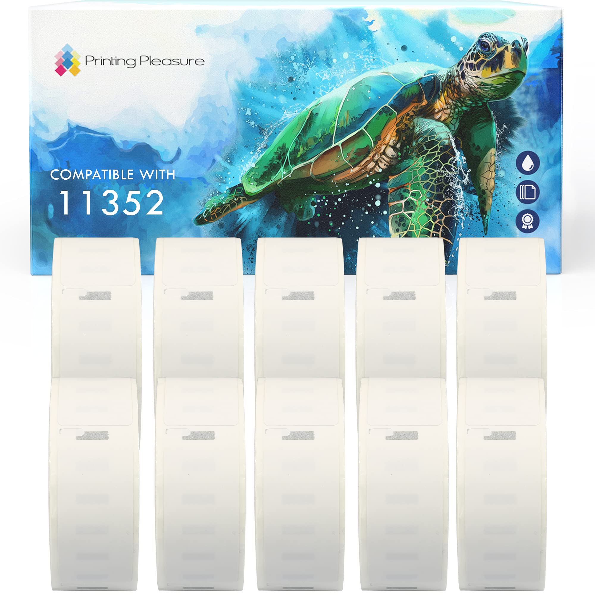 Printing Pleasure 10x Compatible with 11352 25mm x 54mm White Address Labels Rolls (500 Labels per Roll) for LabelWriter 4XL 450 400 330 320 310 Twin Turbo Duo SLP 450 440 430