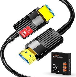 Anehmeta Fiber Optic HDMI Cable 20FT/6M, Long HDMI 2.1 Cable Support 48Gbps High Speed 8K@60Hz 4K@120Hz Dynamic HDR/eARC/HDCP 2.2&2.3/Dolby Atmos for Monitor,TV,Projector, Gaming Console
