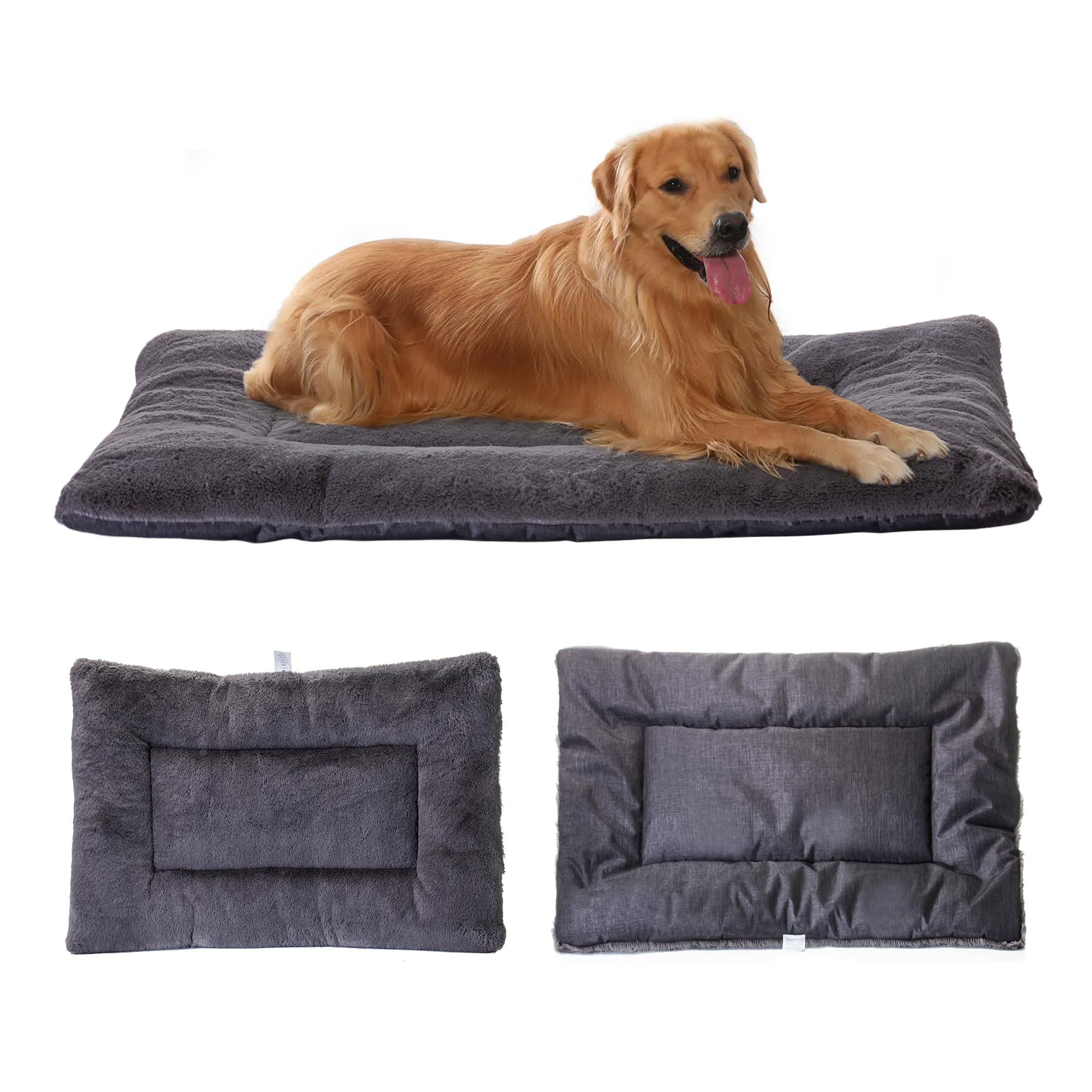 Waschbar Hundematte, Hundedecke Große Hunde 104 x 71 cm, Doppelseitige Hundekissen Katzenbett, Superweiche Hundedecke mit wasserabweisender Unterseite für Innen und Unterwegs