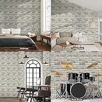 Vista 6 de Paquete de 12 paneles acústicos, paneles autoadhesivos con patrón de ladrillo 3D a prueba de sonido para paredes, paneles decorativos de pared