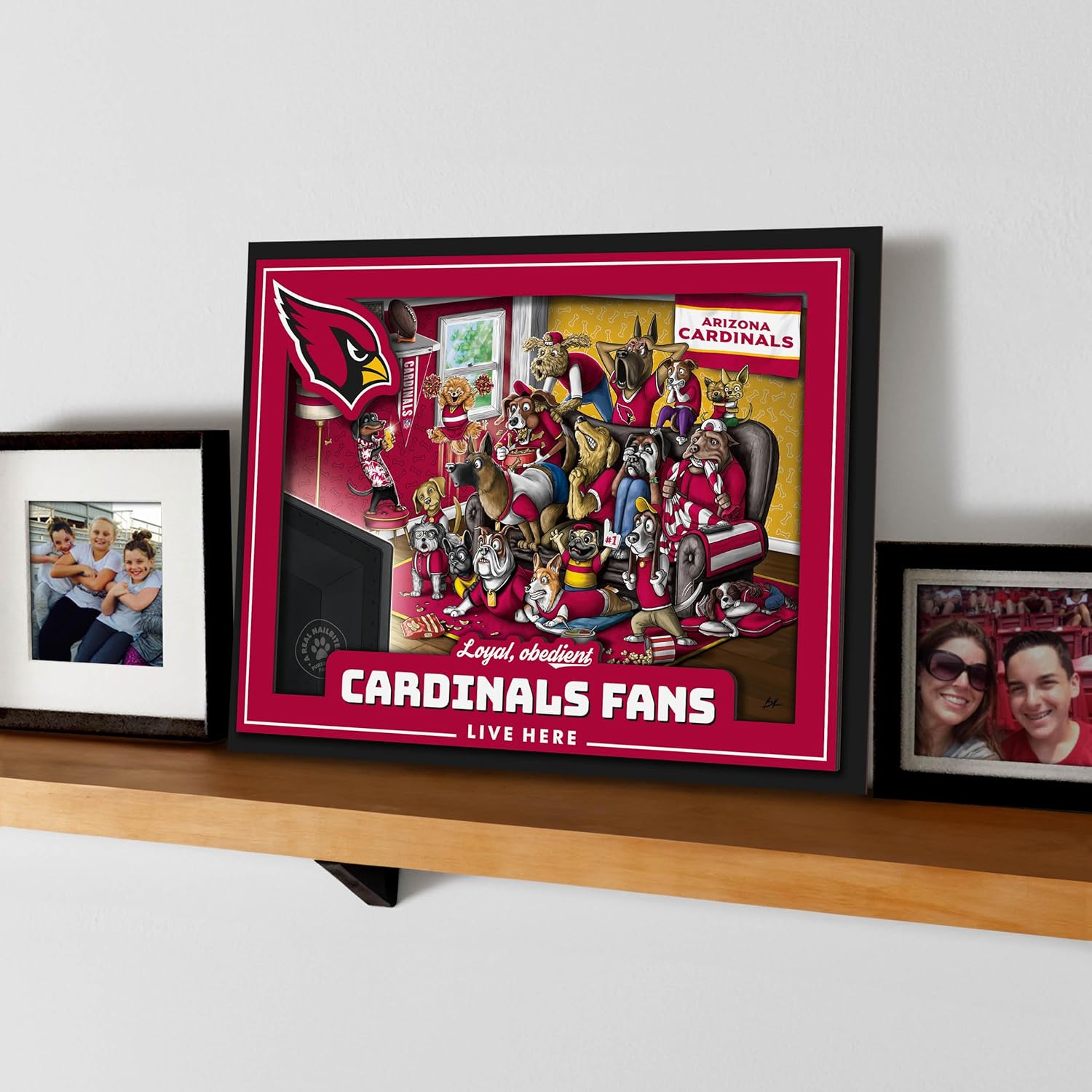 YouTheFan Officially-licensed NFL Purebred 3D Wall Art - Humorous original hand-drawn cartoon artwork, multi-layer, funny gift, indoor team decor Arizona Cardinals