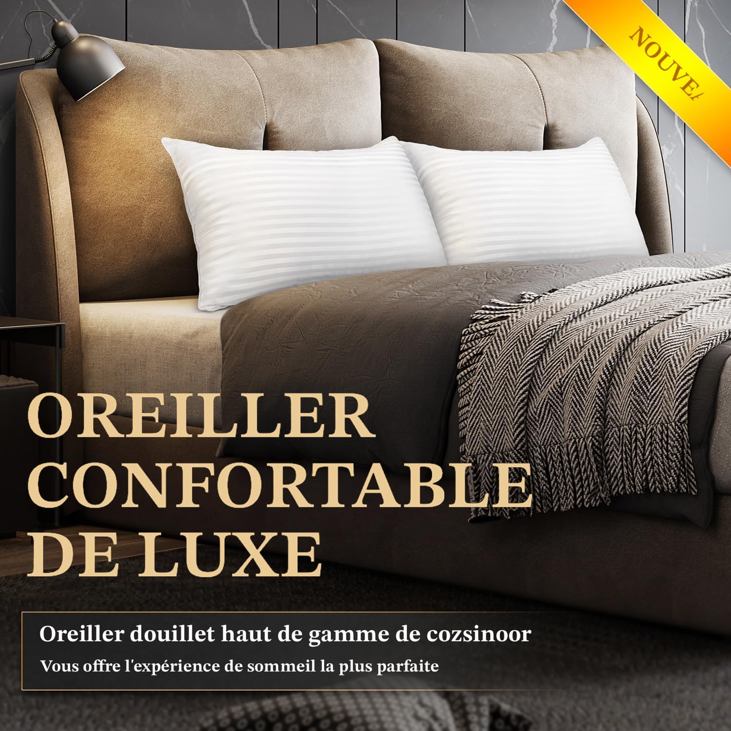 JOLLYVOGUE Lot de 2 oreillers Queen size pour dormir, oreiller de JOLLYVOGUE Lot de 2 oreillers Queen size pour dormir, oreiller de