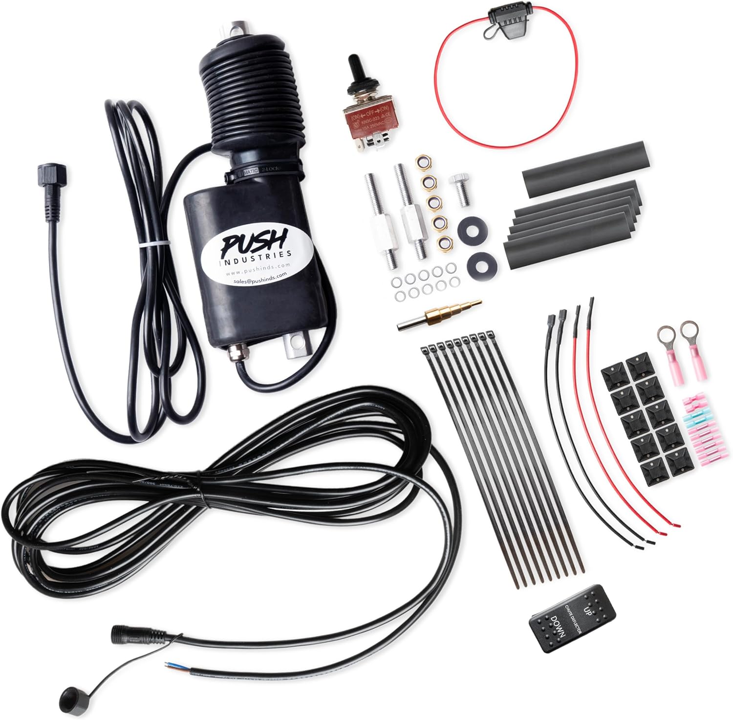 Push Industries 118.504 Powered Snow Blower Actuator Chute Deflector Control Kit - Designed for Deere, 47", 54", & 60" Snow Blowers (Semi Pre-Wired w/Toggle & Rocker)