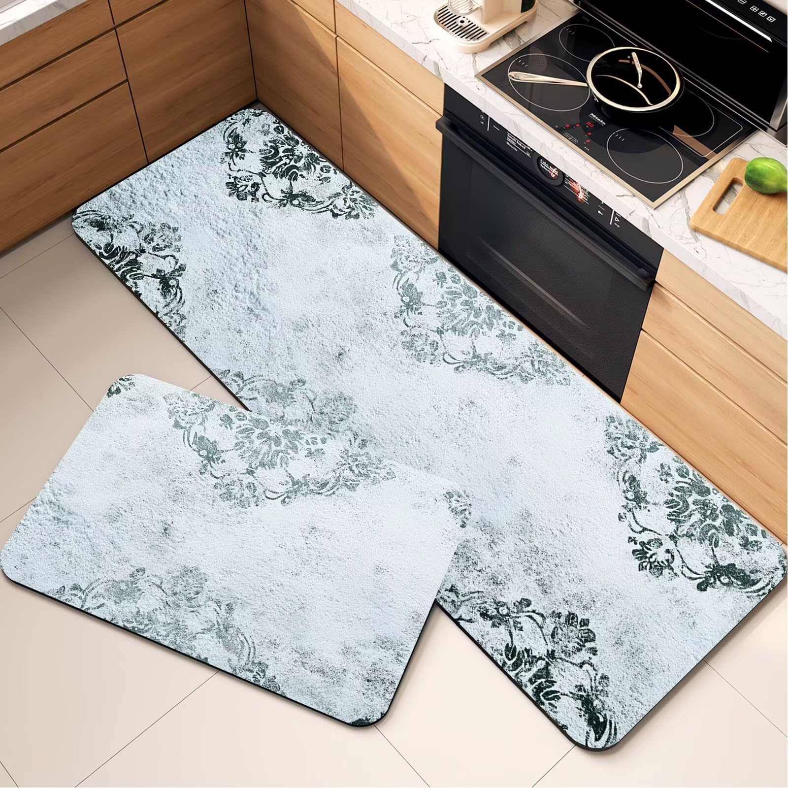Tapis cuisine antidérapant lavable absorbant lot 2 vert sol