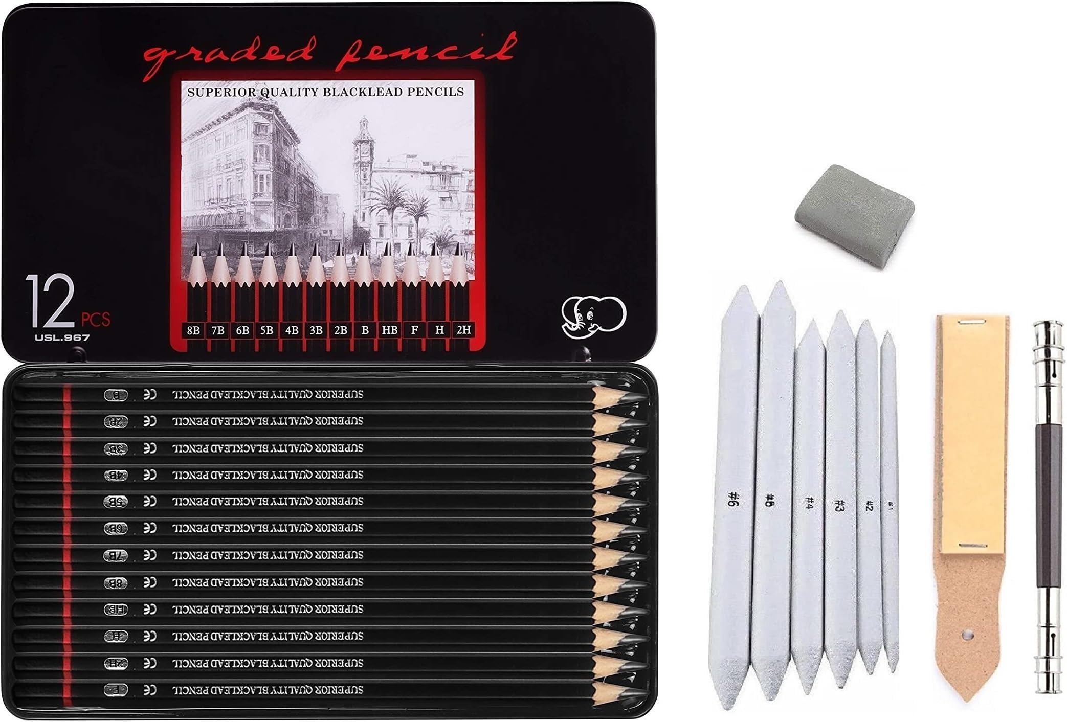 ChiggiWiggi 12 Artist Graphite Drawing Pencil Set for Sketching and ...