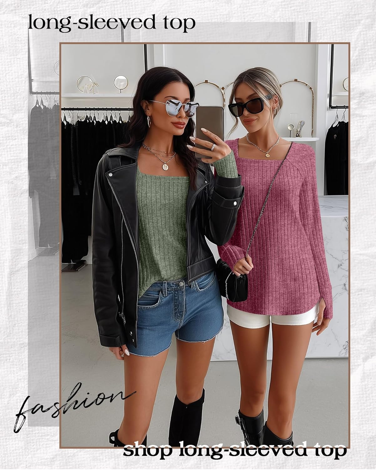 3 Pack Women's Long Sleeve Shirts, Square Neck Loose Fit Tunic Tops Fall Winter Casual Lightweight Sweaters - Image 4