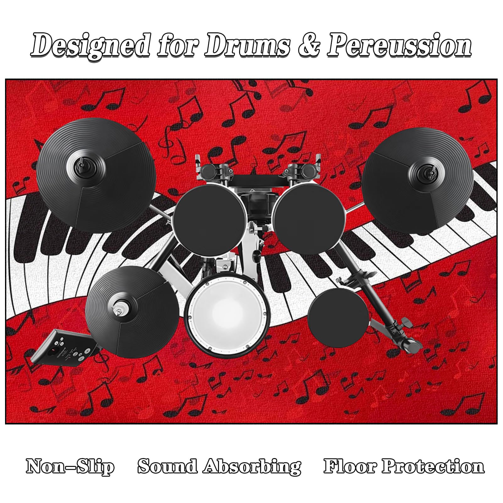 Schallschutz Teppichmatte - rutschfeste Drum Matte für Akustik Schlagzeug Drum Kits Bass Drum Elektronisch Snare Klavier Musikinstrumente Teppich - 160 x 120 cm Drum Teppich Trommel Teppiche Drum Rug