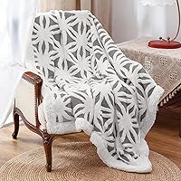 LOMAO Dual-Sided Sherpa Fleece Throw Blanket - Super Soft Fuzzy Grey 51x63 for Couch Sofa Bed