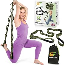 Gradient Fitness Physiotherapy Stretch Strap 12 Multi Loop Stretch Strap 1.5" W x 8ft L Neoprene Handles Physiotherapy Equipment Yoga Straps for Stretching Leg Stretcher