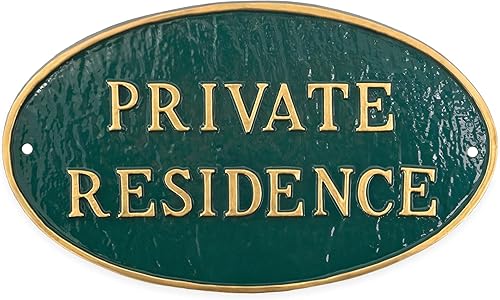 Miniatura 7 de Montague Metal Products - Placa ovalada de residencia privada de metal fundido - Placa de exhibición de pared o césped - Letrero de privacidad para
