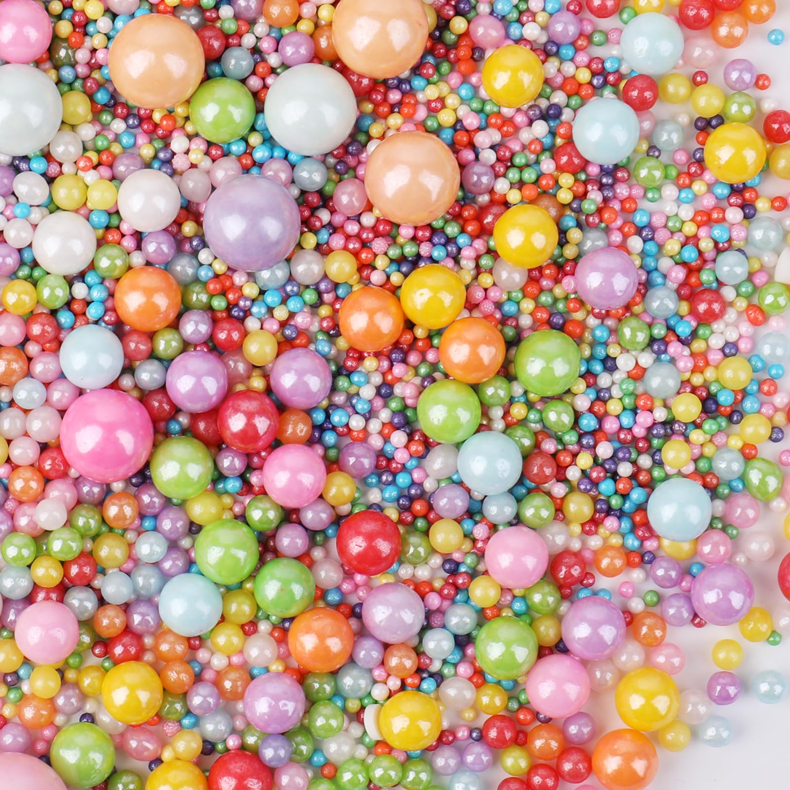 Essbare Bunt Zuckerperlen-Streusel (130g) - Größenmix Bunt Perlen für professionelle Tortendeko, Cupcakes & Kekse - Ideal für Hochzeiten, Geburtstage Party, Ostern, und Weihnachten