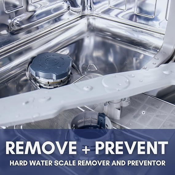 NuvoH2O Dishwasher Detergent Booster Citrus-Based, Salt-Free Hard Water Scale Protection, Leaves Dishes Spotless, Cleans & Restores Dishwasher, Lasts Up to 3 Months, Made in the USA