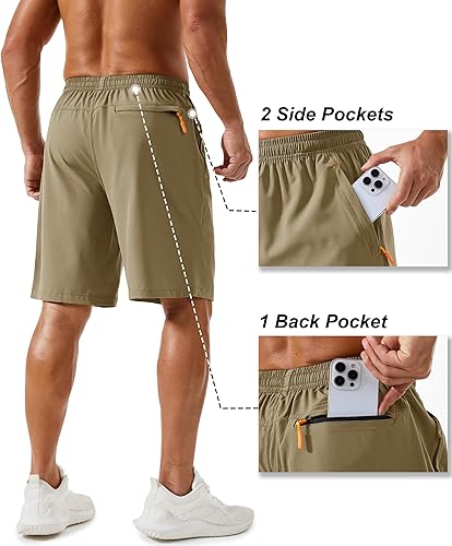 Miniatura 3 de TACVASEN Pantalones cortos de senderismo para hombre de secado rápido con bolsillos con cremallera