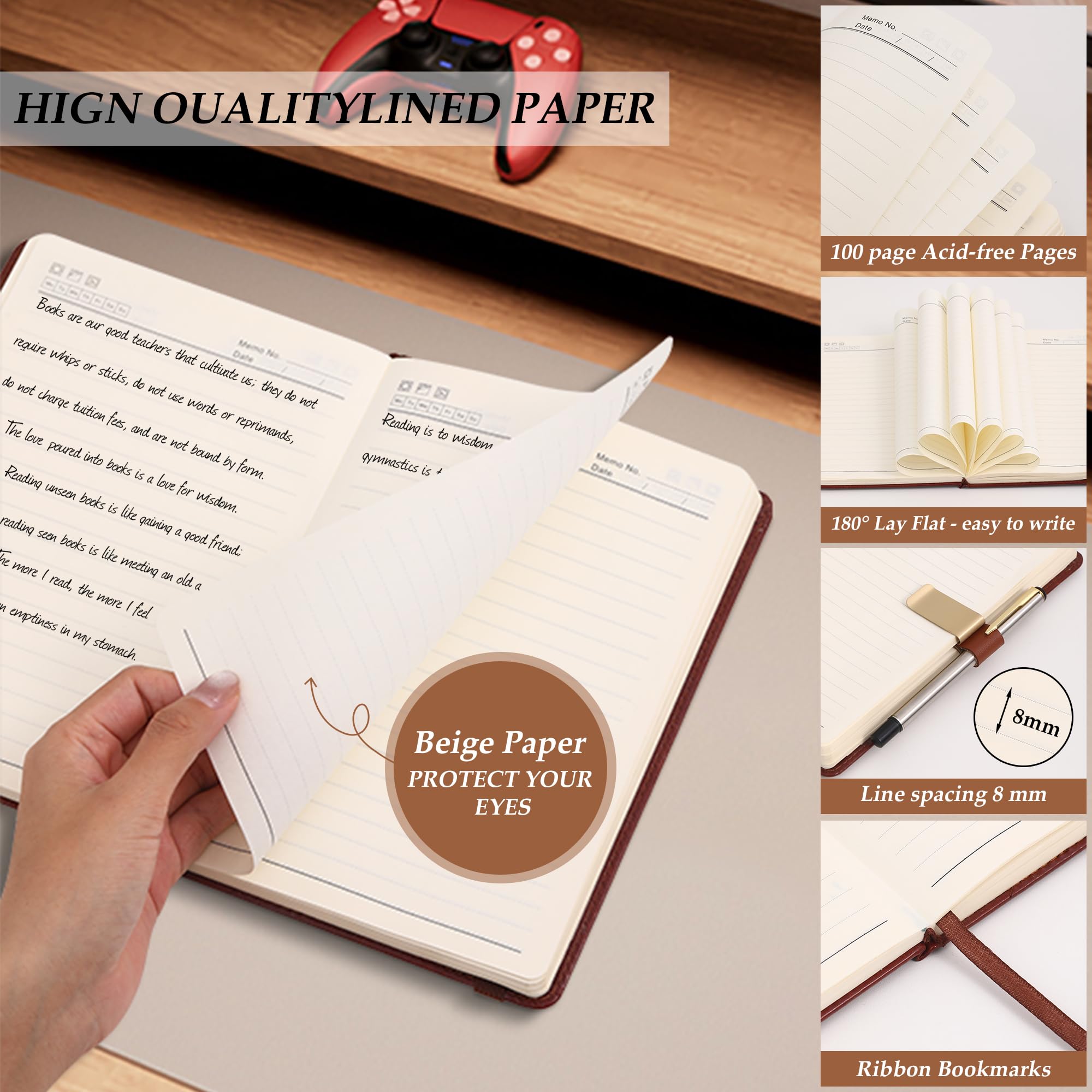 Diario a righe con albero della vita, per scrivere, con clip portapenne, formato A5, copertina rigida, in pelle, impermeabile, a righe, per università, blocco note aziendale, diario (verde scuro)