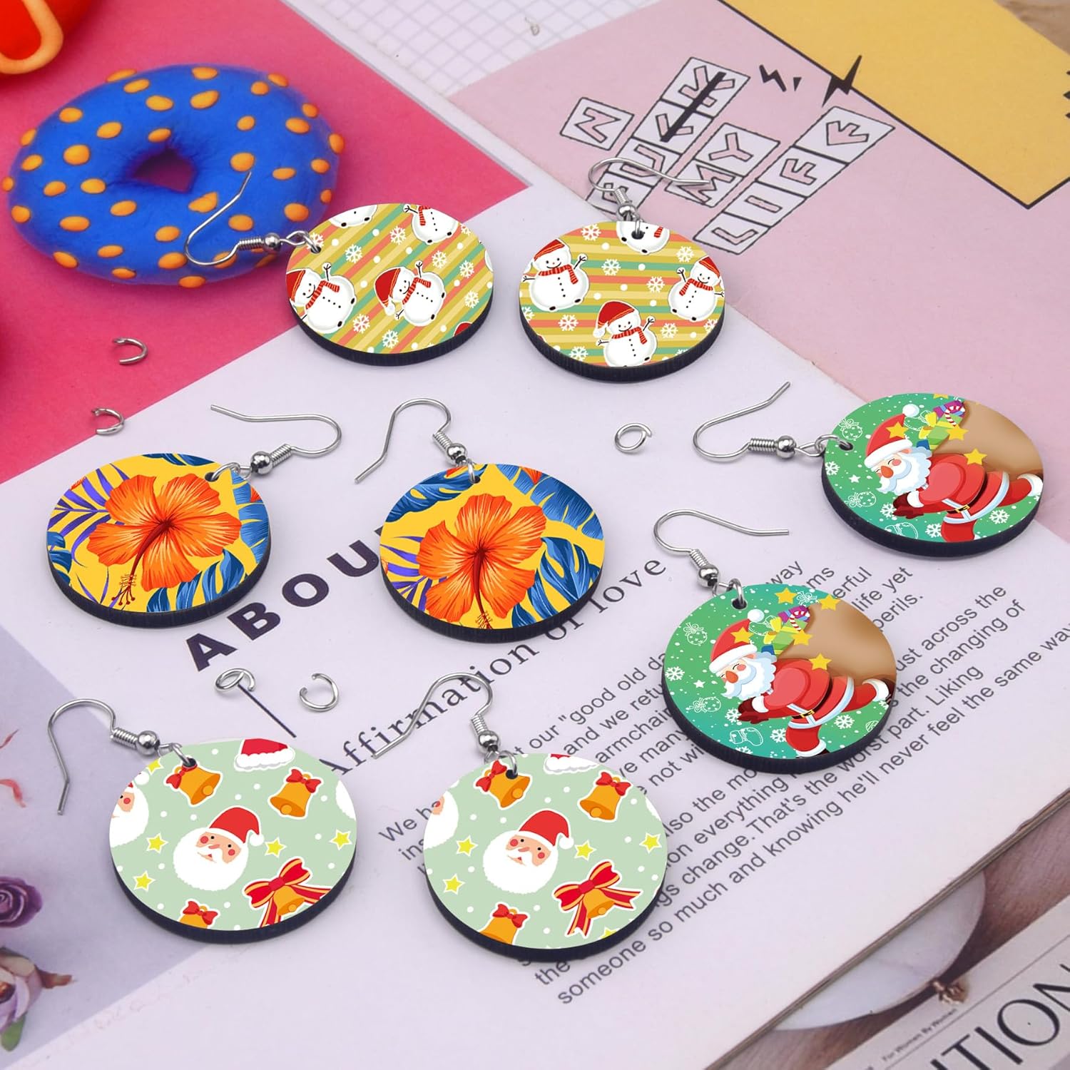 Duufin 120 Pcs Sublimation Earring Blanks with Earring Hooks and Jump Rings Heat Transfer Unfinished MDF Round Earrings Blank for Christmas Valentine Women DIY - Image 7