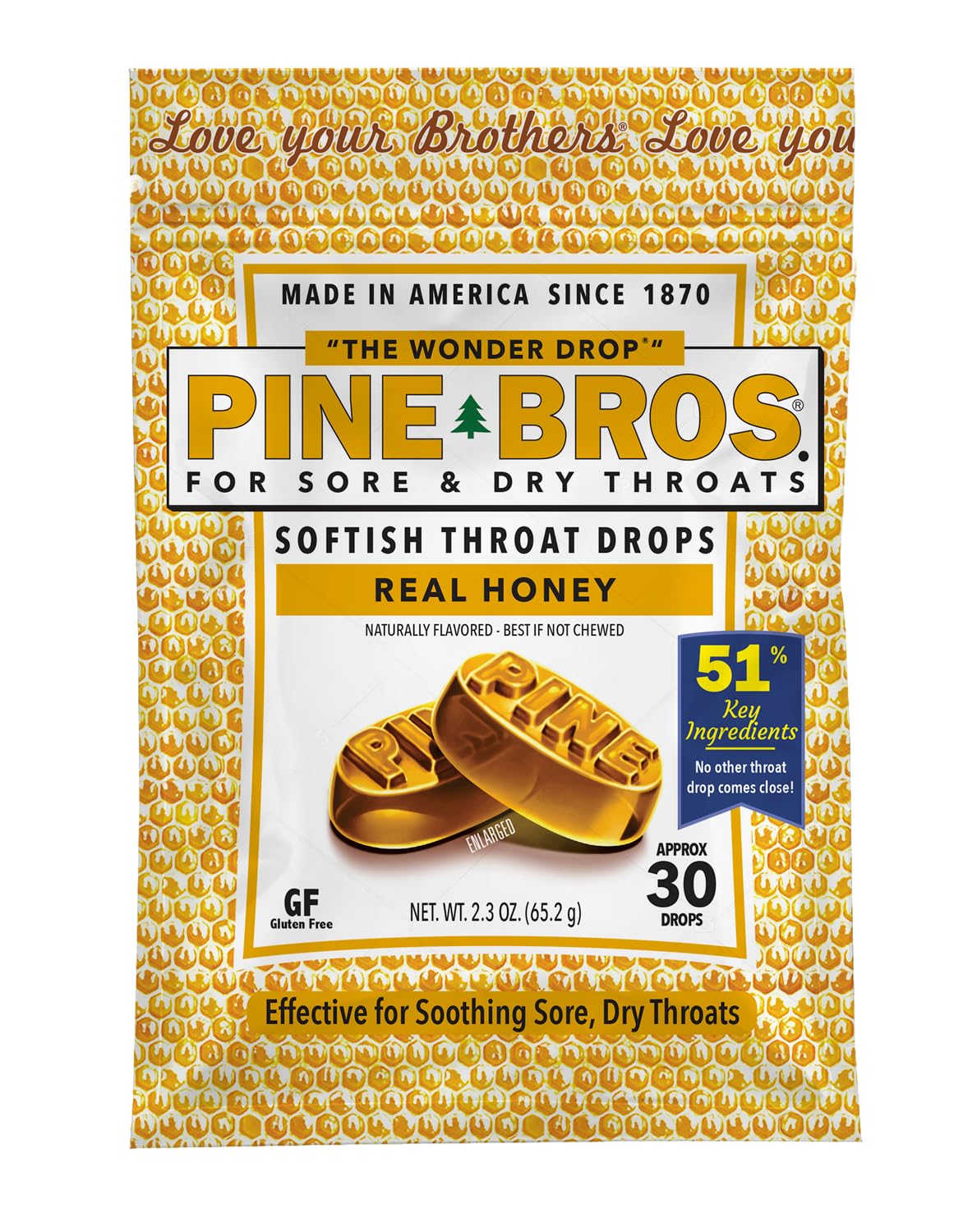 Pine Bros. Pine Bros Gummy Sore Throat Softish Drops 30 Count (Honey)