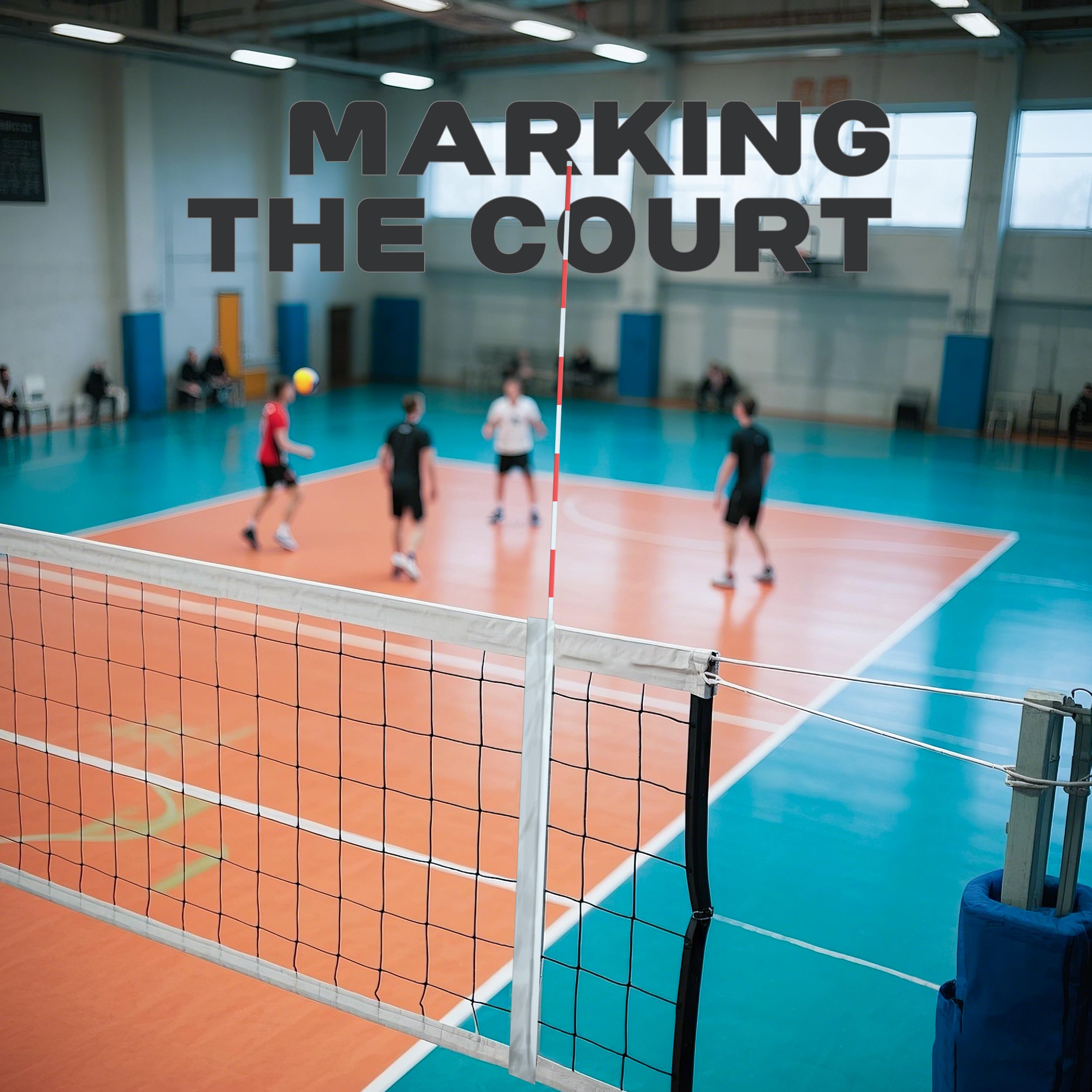 MR Volleyball Antenna Set, Antenna Poles with Sleeve, Fiberglass Collapsible Volleyball Referee Equipment Training Equipment Indoor Outdoor Beach Play, 1 Pair