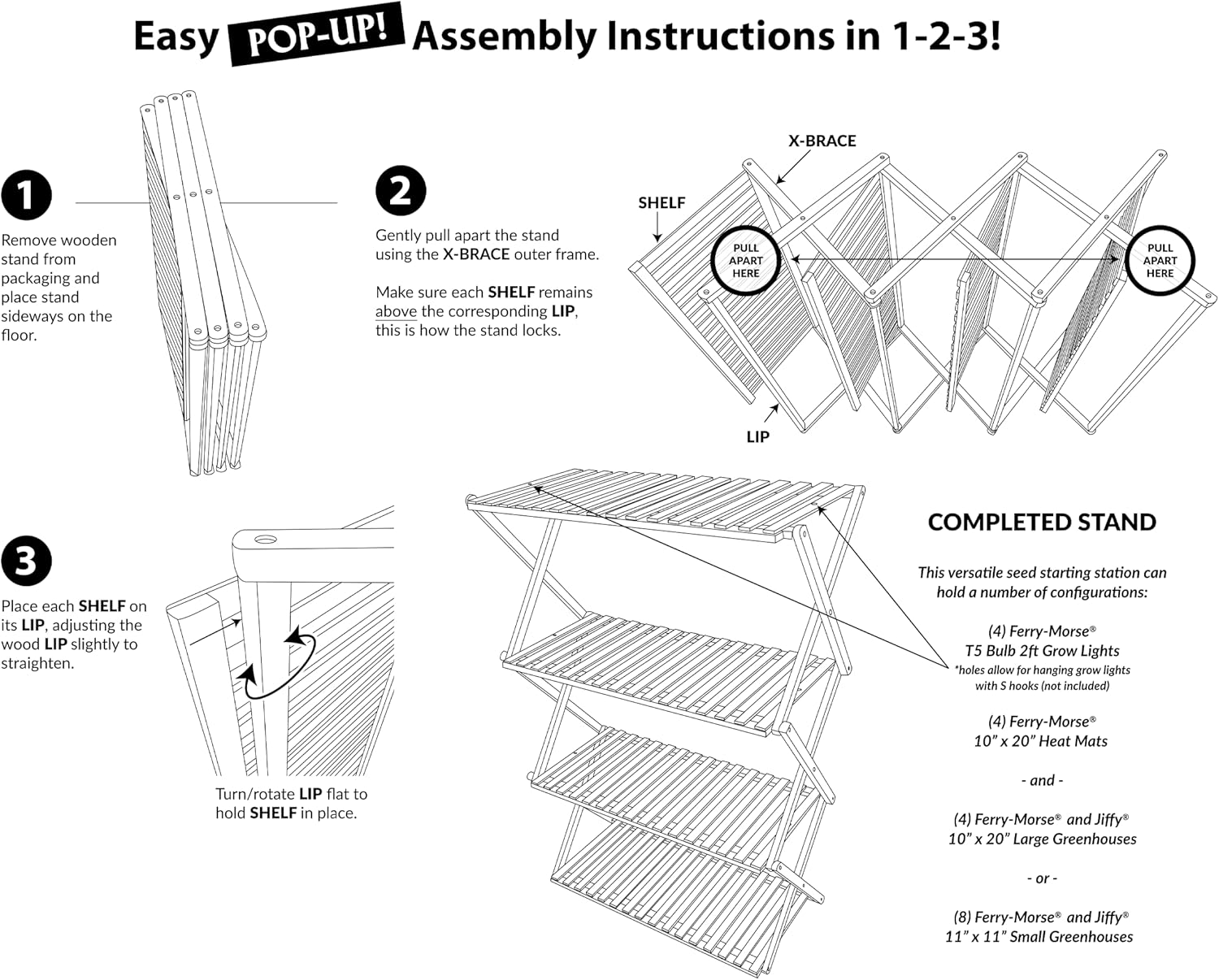 Ferry Morse Plant Stand - Multi-Tier Seed Starting Station for Seedlings - Indoor - Bamboo