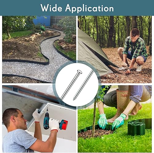 Miniatura 5 de Hicarer Paquete de 100 estacas de metal de 12 pulgadas con estacas de anclaje para jardín para estacas de césped artificial, bordes de